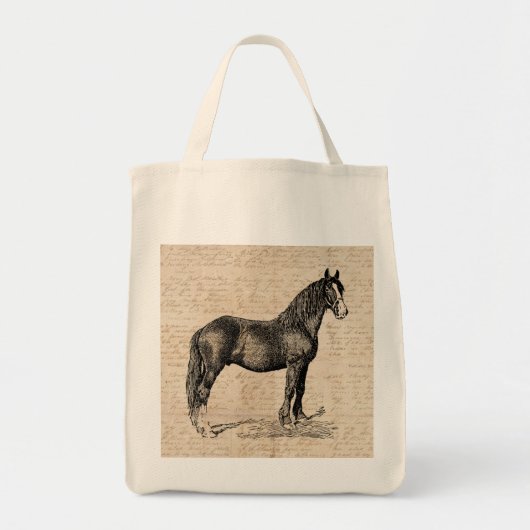 Paarden met Script Paper Tote Bag (Voorkant)