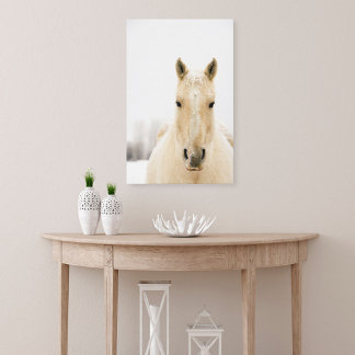 Paarden met sneeuw op kop canvas afdruk