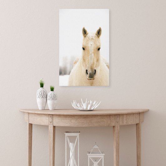 Paarden met sneeuw op kop canvas afdruk