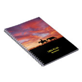 Paarden met sunset gepersonaliseerde naam notitieboek (Rechterzijde)