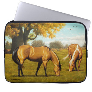 Paarden met valkleuren laptop neopreen cover laptop sleeve