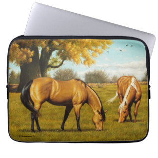 Paarden met valkleuren laptop neopreen cover sleeve