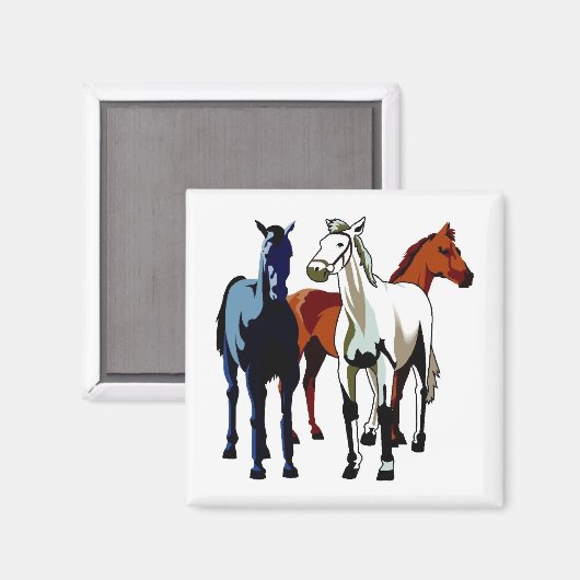  paarden met vaste loop magneet (Voorkant / Achterkant)