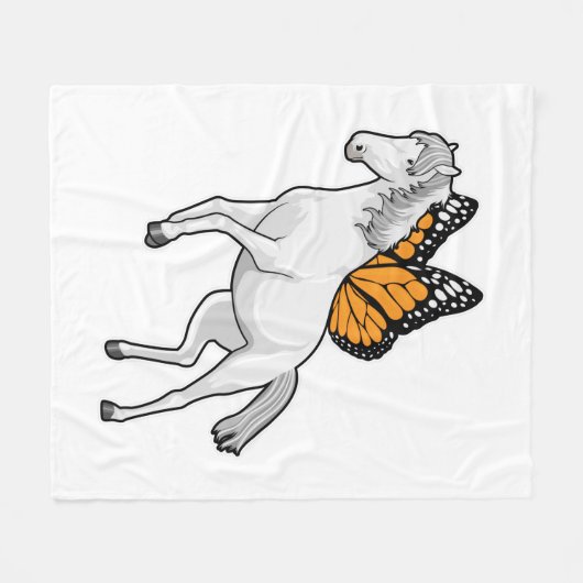 Paarden met vlinder fleece deken (Voorkant (Horizontaal))