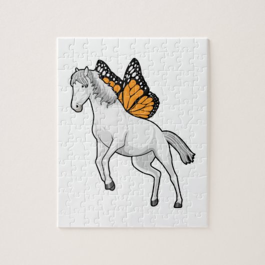 Paarden met vlinder legpuzzel (Verticaal)