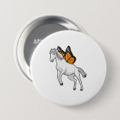 Paarden met vlinder ronde button 7,6 cm (Voorkant /achterkant)
