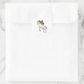 Paarden met vlinder ronde sticker (Tas)