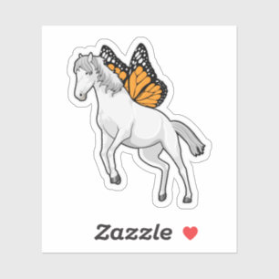 Paarden met vlinder sticker