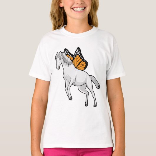 Paarden met vlinder t-shirt (Voorkant)