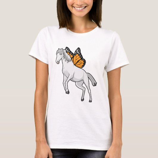 Paarden met vlinder t-shirt (Voorkant)