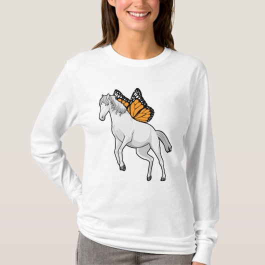 Paarden met vlinder t-shirt (Voorkant)