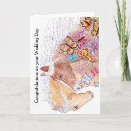 Paarden met vlinders op Trouwdag  Kaart