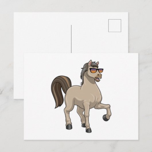 Paarden met zonnebril briefkaart (Voorkant / Achterkant)