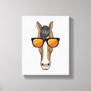 Paarden met zonnebril canvas afdruk