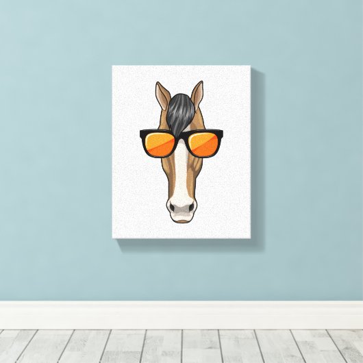 Paarden met zonnebril canvas afdruk (Insitu (Houten vloer))