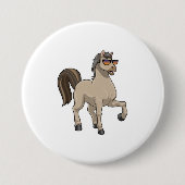 Paarden met zonnebril ronde button 7,6 cm (Voorkant)