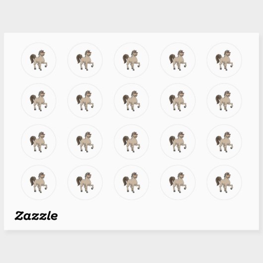 Paarden met zonnebril ronde sticker (Vel)