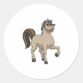 Paarden met zonnebril ronde sticker (Voorkant)