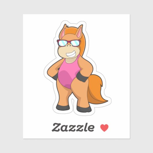 Paarden met zonnebril sticker (Vel)