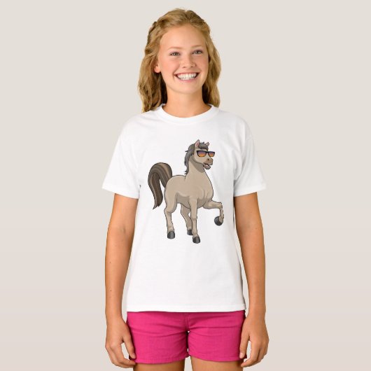 Paarden met zonnebril t-shirt (Voorkant volledig)
