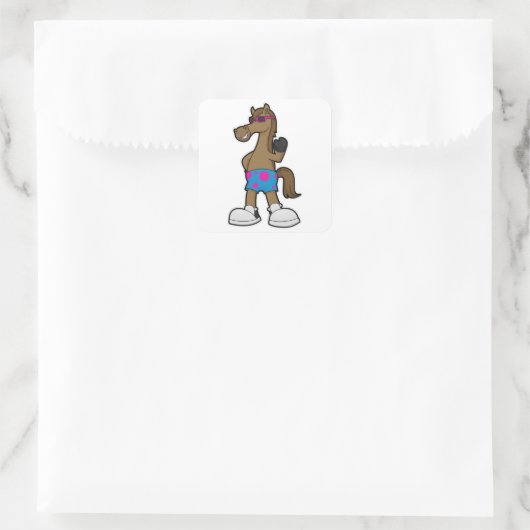 Paarden met zonnebril vierkante sticker (Tas)