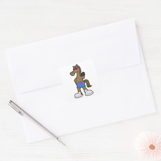 Paarden met zonnebril vierkante sticker (Envelop)