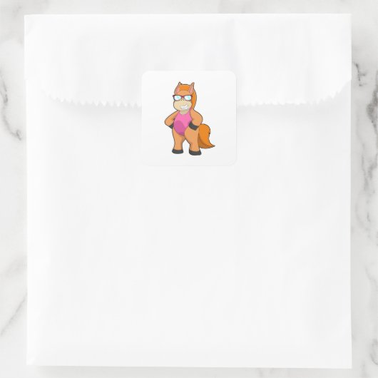 Paarden met zonnebril vierkante sticker (Tas)