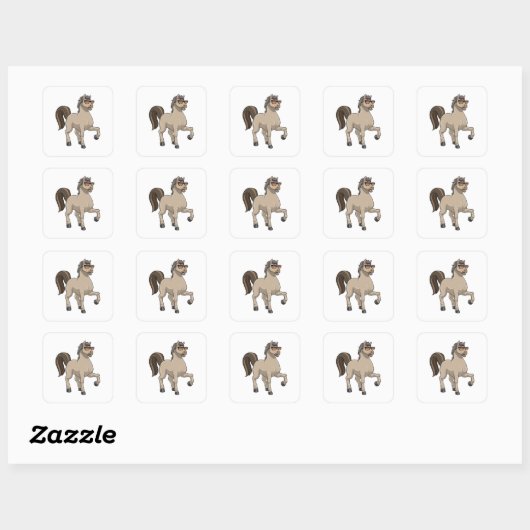 Paarden met zonnebril vierkante sticker (Vel)
