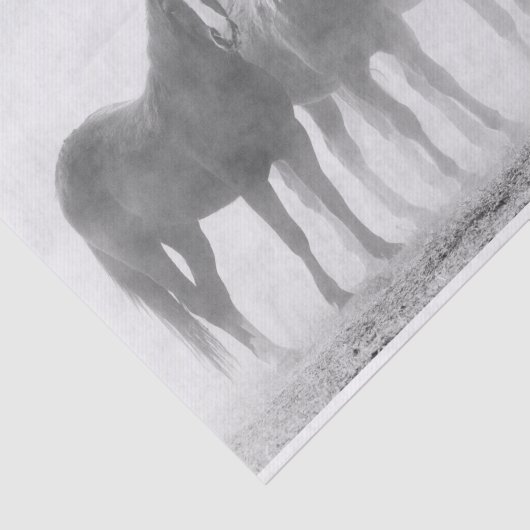 Paarden met zwarte en witte flauwvallen tissuepapier (Detail)