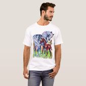 Paarden Moeder Baby grasveld T-shirt (Voorkant volledig)