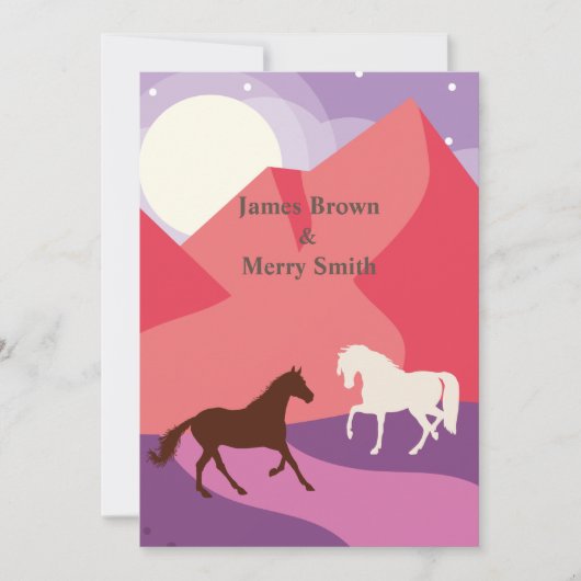 Paarden Mountain Journey White Moon Wedding Kaart (Voorkant)