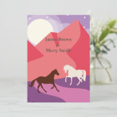 Paarden Mountain Journey White Moon Wedding Kaart (Staand voorkant)