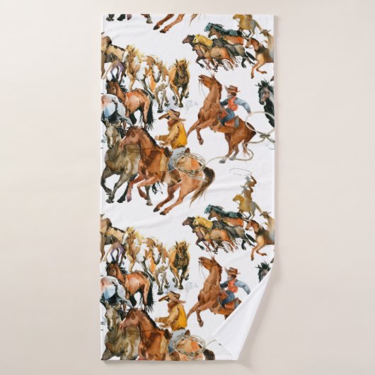 Paarden naadloos lopen. Amerikaanse cowboy. Badhanddoek (Badhanddoek)