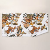 Paarden naadloos lopen. Amerikaanse cowboy. Badhanddoek (Badhanddoek)