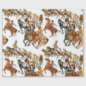 Paarden naadloos lopen. Amerikaanse cowboy. Cadeaupapier (Vlak)
