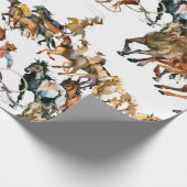 Paarden naadloos lopen. Amerikaanse cowboy. Cadeaupapier (Hoek)