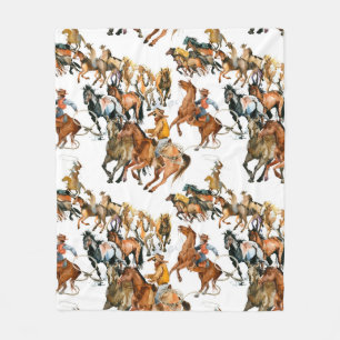 Paarden naadloos lopen. Amerikaanse cowboy. Fleece Deken