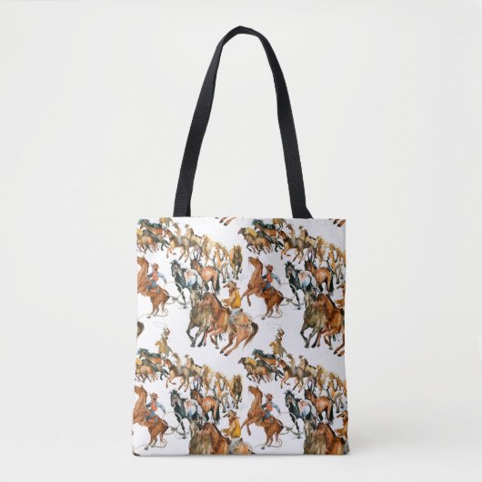 Paarden naadloos lopen. Amerikaanse cowboy. Tote Bag (Voorkant)