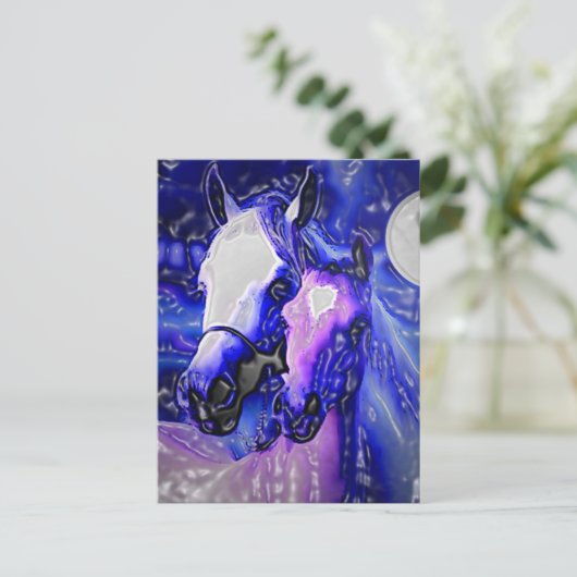 Paarden & Nacht Briefkaart (Staand voorkant)