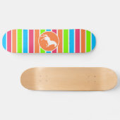 Paarden; Neon Oranje roze blauwe strepen Skateboard (Horizontaal)