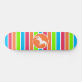 Paarden; Neon Oranje roze blauwe strepen Skateboard (Horizontaal)