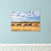 Paarden net buiten het nationale park Grand Teton Canvas Afdruk (Insitu (Houten vloer))