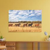 Paarden net buiten het nationale park Grand Teton Canvas Afdruk (Insitu (Woonkamer))