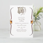 Paarden Nuzzling Bier & BBQ bruiloft uitnodiging (Staand voorkant)