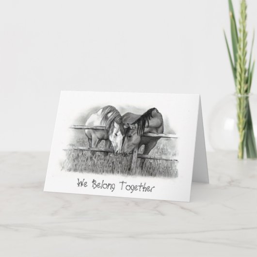 PAARDEN NUZZLING: DE KUNST VAN HET POTLOOD: FEESTDAGEN KAART (Voorkant)