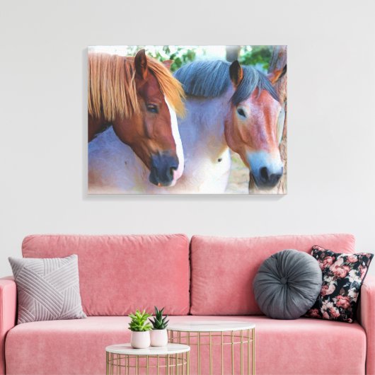 Paarden Olieverfschilderij Canvas Afdruk (Insitu (Woonkamer))