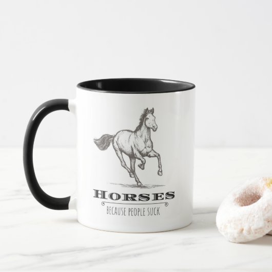 Paarden omdat mensen paardenHumor zuigen Mok (Met donut)