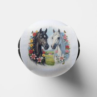 Paarden omlijst door bloemen seltzer blikjeskoeler