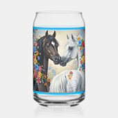 Paarden omlijst met bloemen blikvorm glas (Voorkant)