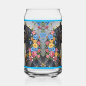 Paarden omlijst met bloemen blikvorm glas (Rechts)